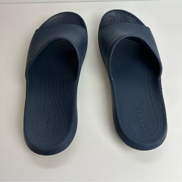Crocs Iconic Comfort Slides Navy Blue Men’s Size 11 or Women's size 12 Beach - Picture 4 of 9